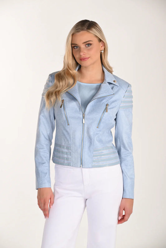Frank Lyman Light Blue Biker Style Jacket by The Nook