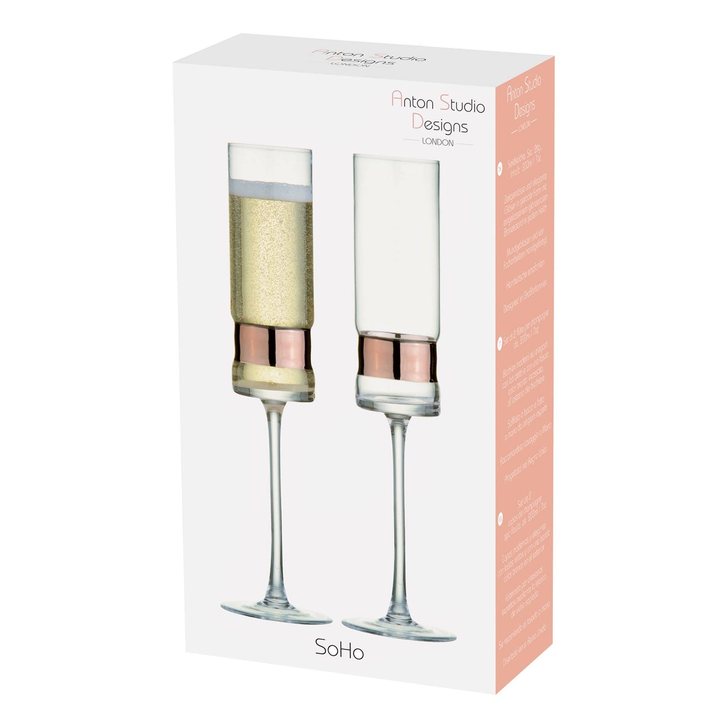 Set of 2 SoHo Champagne Flutes Bronze