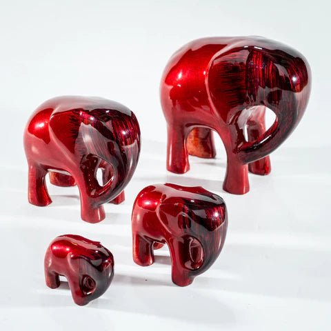 Brushed Red Elephant Medium 7 cm