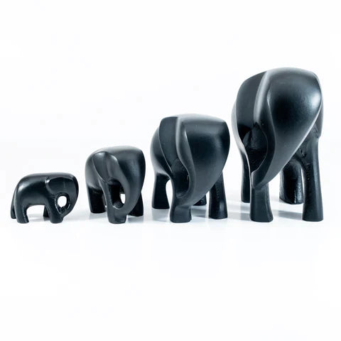 Matt Black Elephant Large 9cm