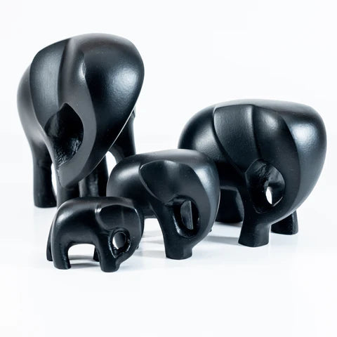 Matt Black Elephant Medium 7cm