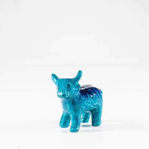 Brushed Aqua Highland Cow Small 6cm