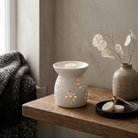 White Ceramic Wax Burner - Daisy Design
