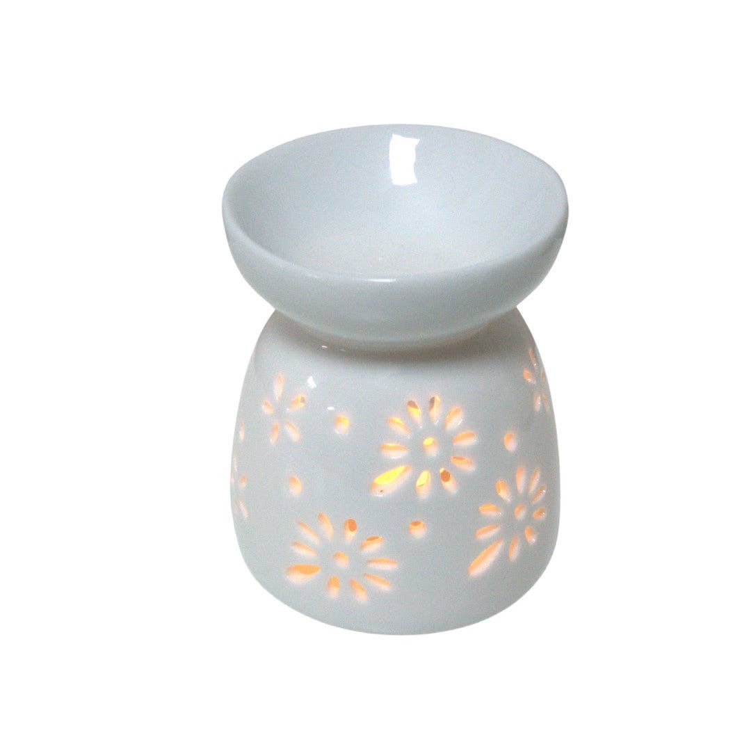 White Ceramic Wax Burner - Daisy Design