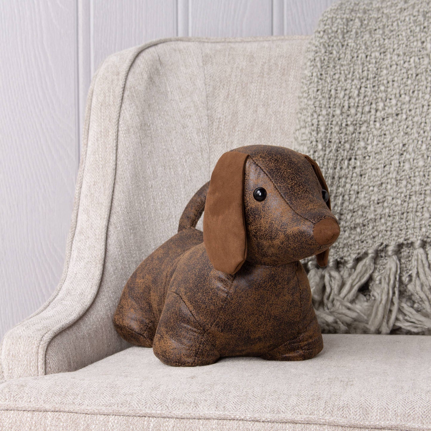 Dexter Daschund Dog Door Stop Brown