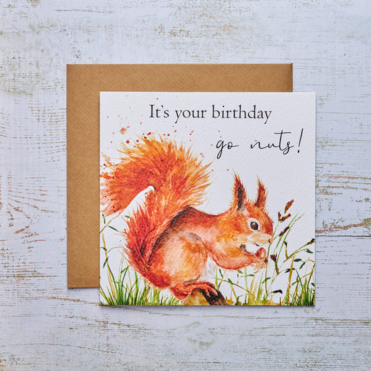 Squirrel Birthday Card by Richard Lang