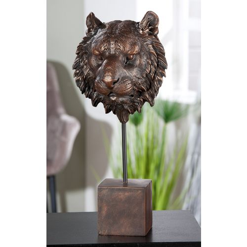 Tiger Head Sculpture on Stand
