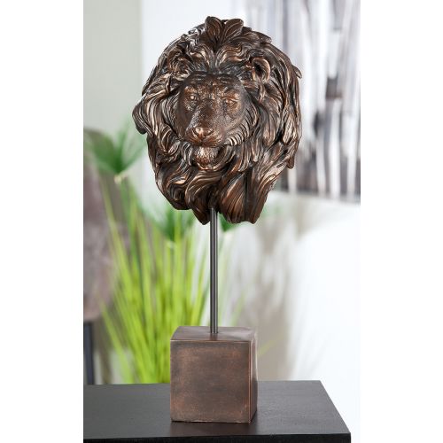 Lion Head Sculpture on Stand