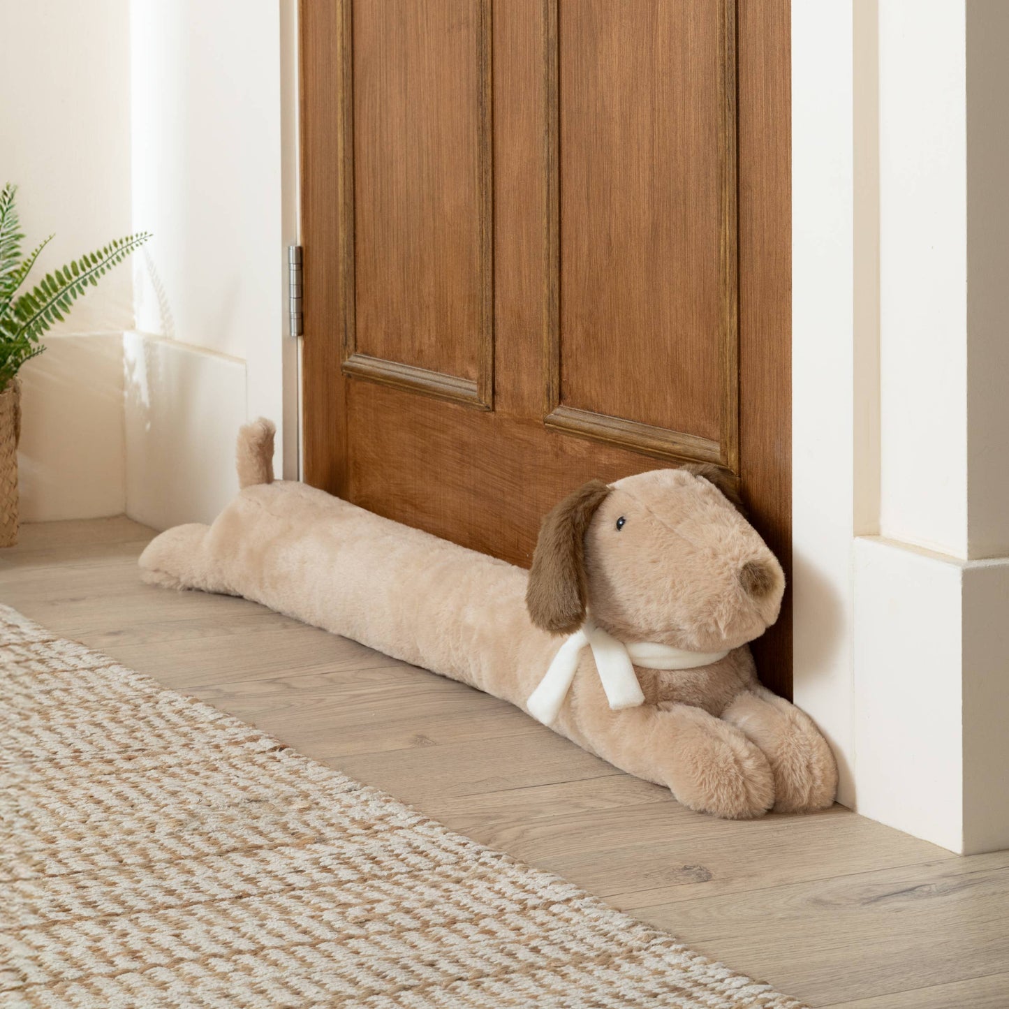Samson Faux Fur Dog Draught Excluder Natural
