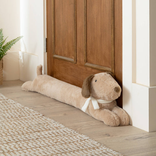 Samson Faux Fur Dog Draught Excluder Natural