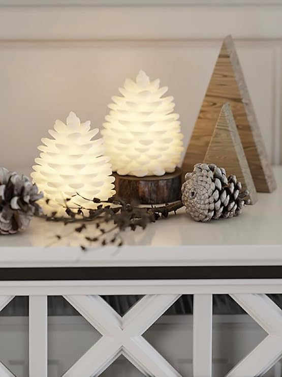 LED 10cm Pine Cone Candle (set of 2)