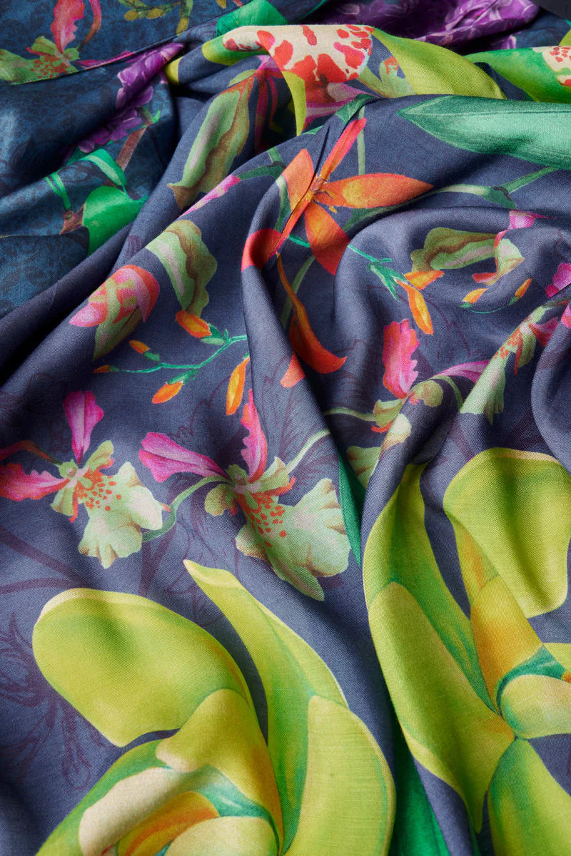 Exotic Evening Design Long Kimono Gown by The Nook