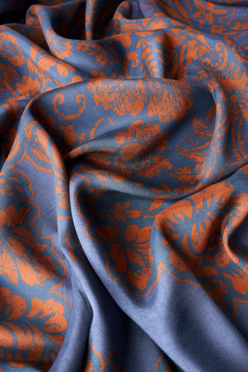 Denim Tapestry Design Long Kimono Gown by The Nook