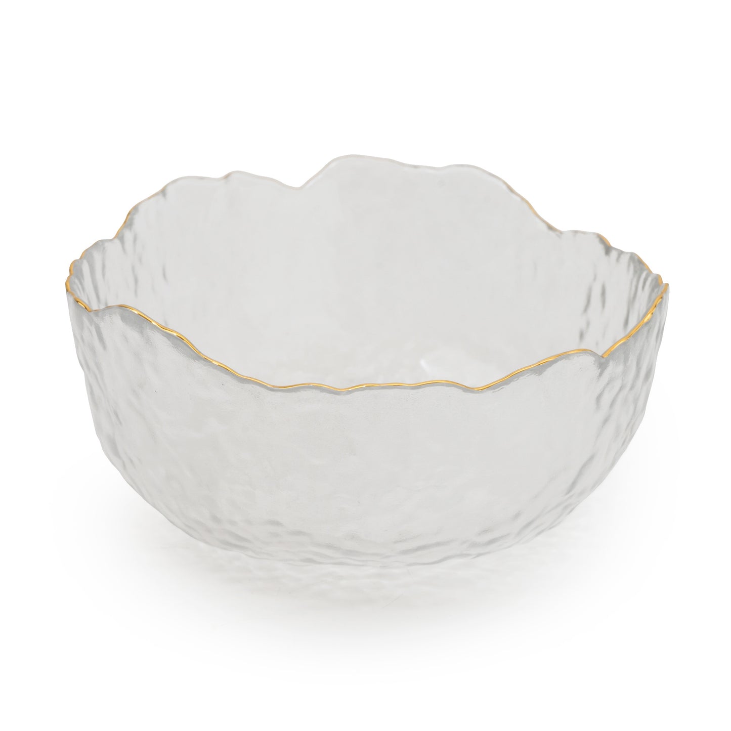 Medium Clear Glass Textured Bowl 17cm