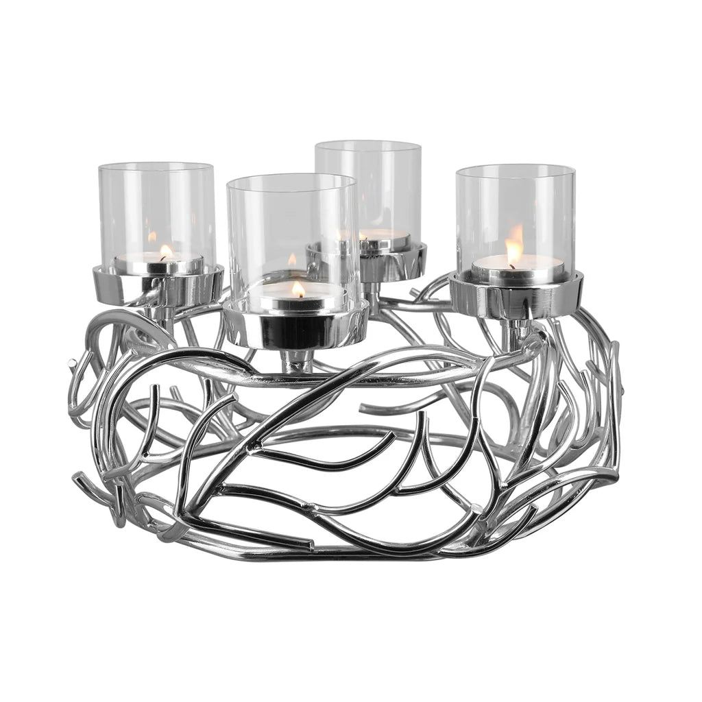 Luxury Ramus Round Candleholder by Zinc