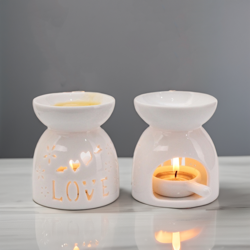 White Ceramic Wax Burner - Love Design