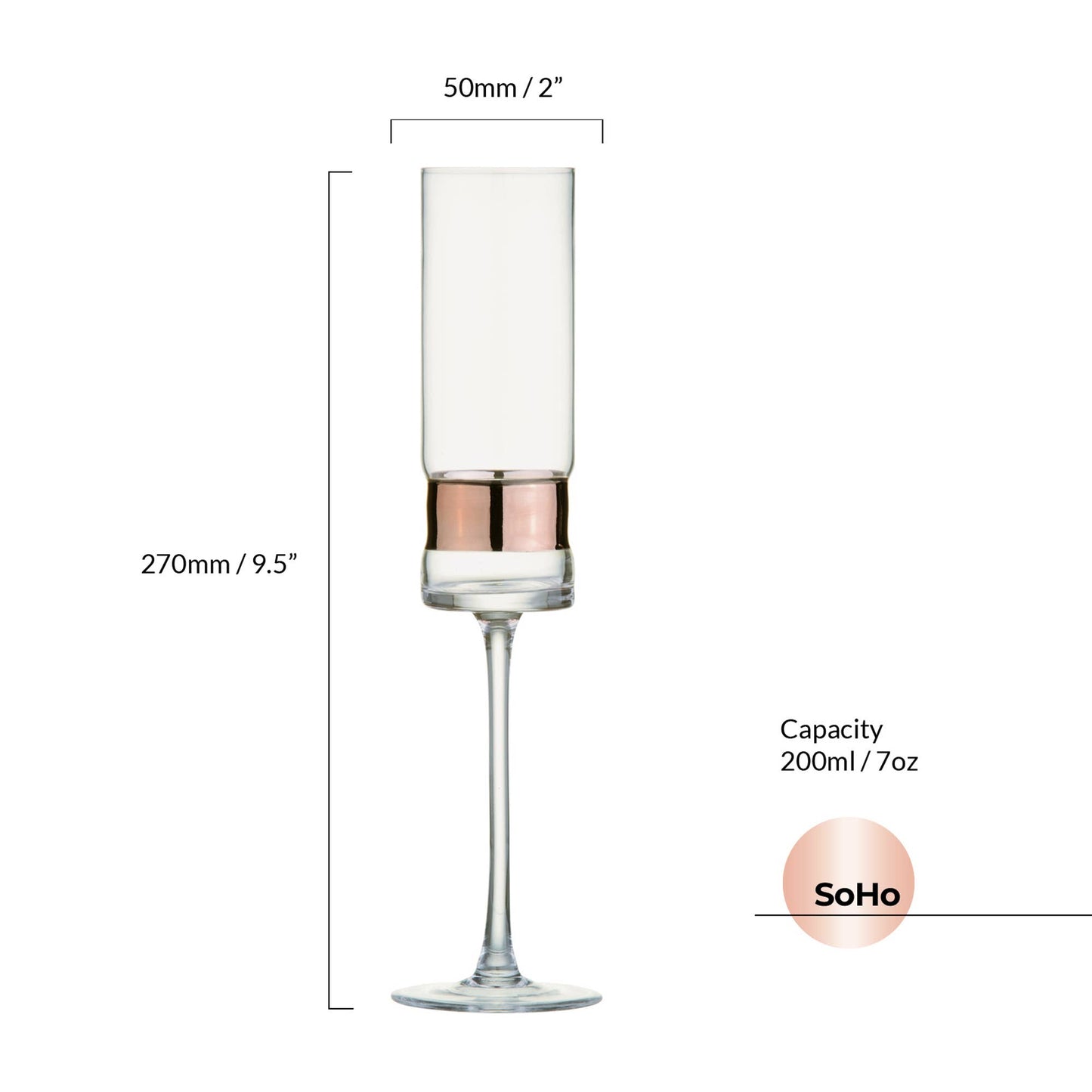 Set of 2 SoHo Champagne Flutes Bronze