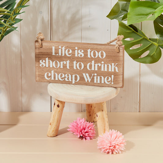 Cheap Wine Drink Plaque Chunky Rustic Wood with Quote by Richard Lang