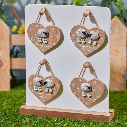 Sheep Heart Wooden Hanger with Resin Pebble by Richard Lang