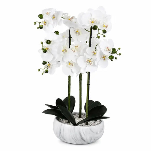 Orchid Artificial White Marble Effect Ceramic Planter 60cm