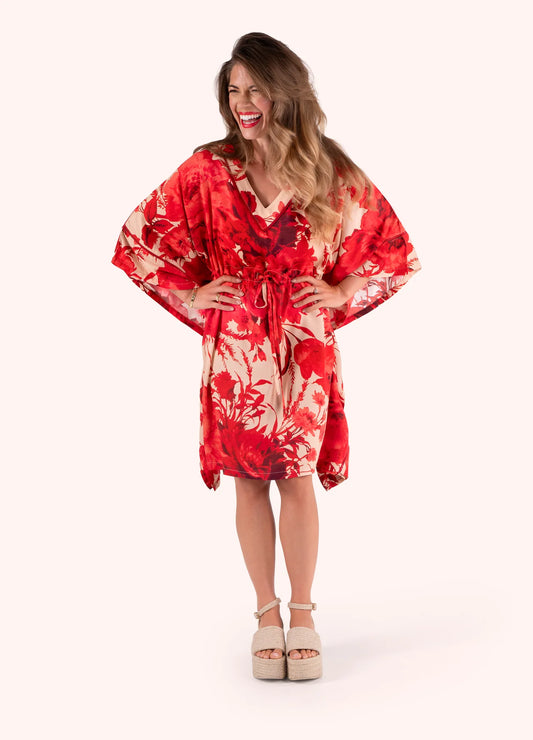 Rouge Blooms Modal Beach Cover-Up by The Nook