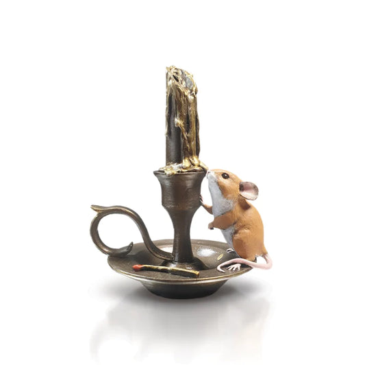 Mouse on Candlestick Resin Bronze Sculpture by Richard Cooper Studios