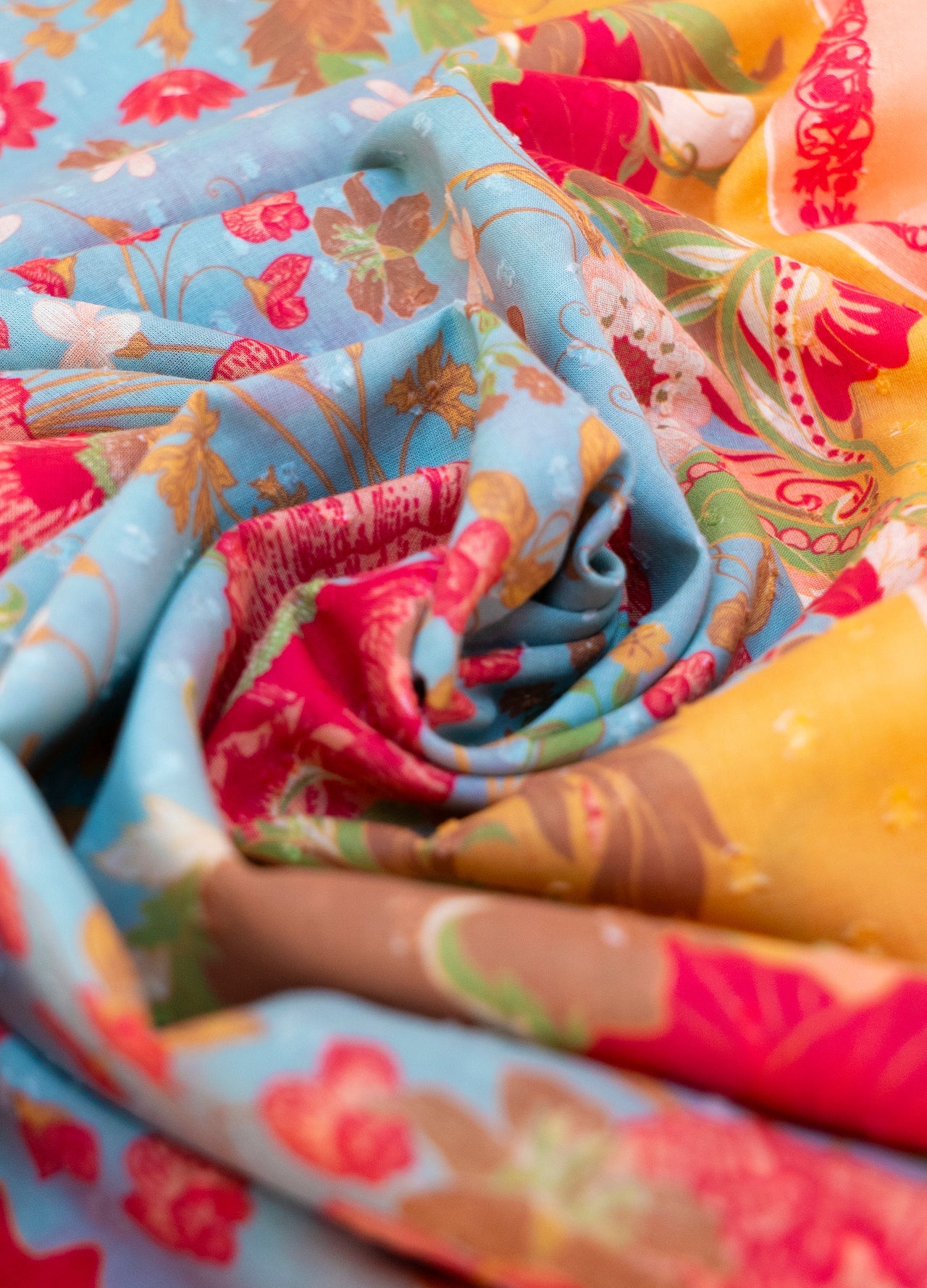 Paisley Poppies Cotton Scarf by The Nook