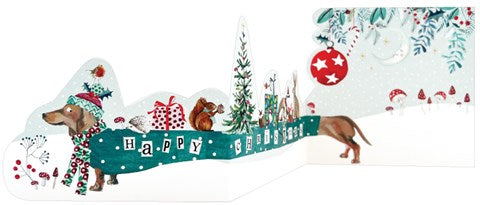 Sausage Dog Concertina Christmas Card by Cinnamon Aitch