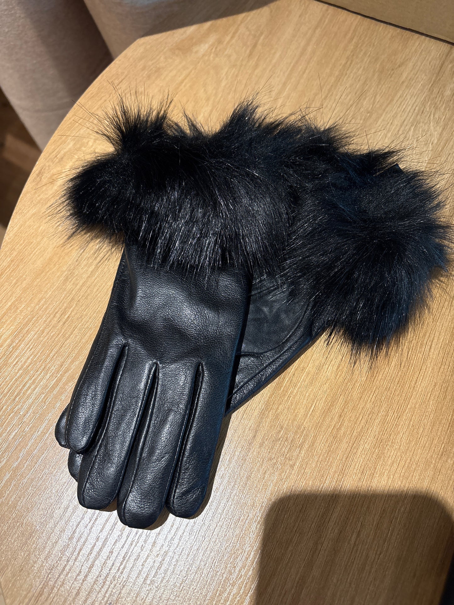 Fur Gloves - Black - Small - The Nook