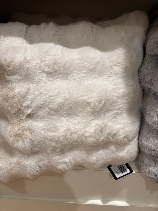 Extreme Soft Faux Rabbit Textured Cushion in Silver by The Nook