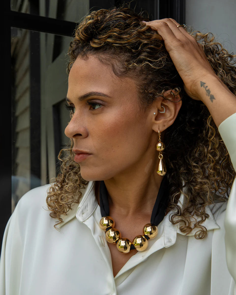 Herne Satin Ball Necklace in Gold by The Nook