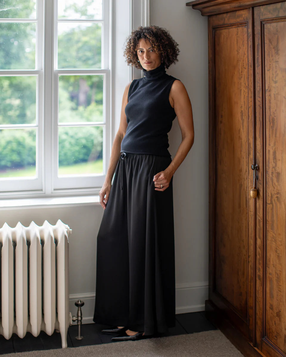 Posy Roll Neck Top in Black by The Nook