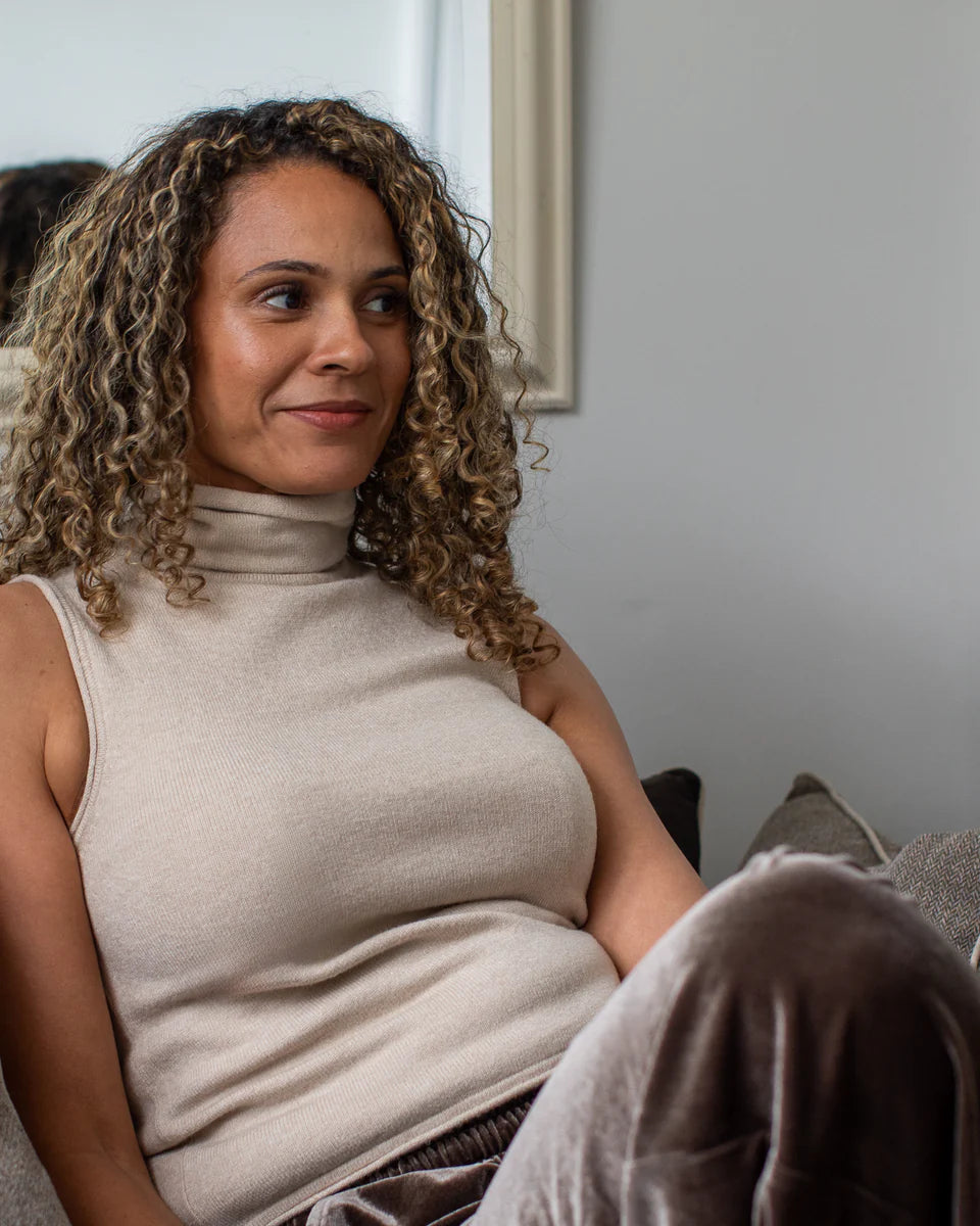 Posy Roll Neck Top in Light Stone by The Nook