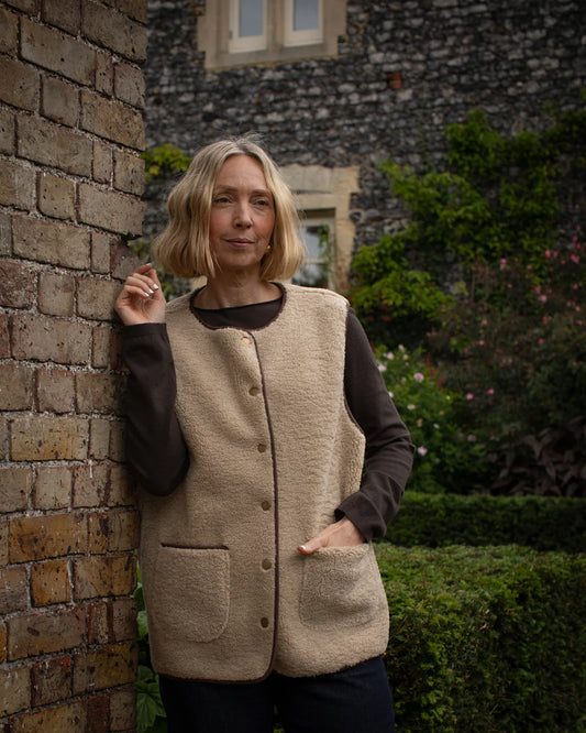 Abby Sherpa Gillet in Oat by The Nook