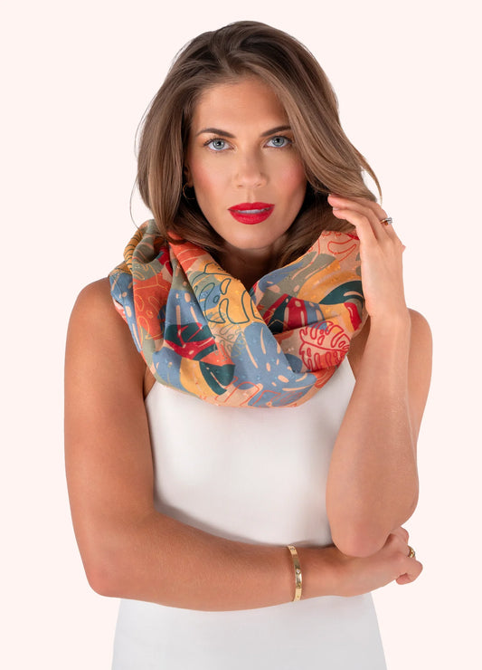Exotic Leaves Cotton Infinity Scarf by The Nook