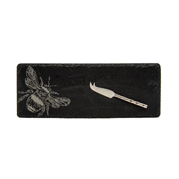 Bee Single Mini Slate Cheese Board & Knife Set by Selbrae House