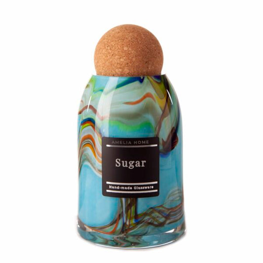 Kitchen Jar with Cork Ball in Oceanic Rainbow