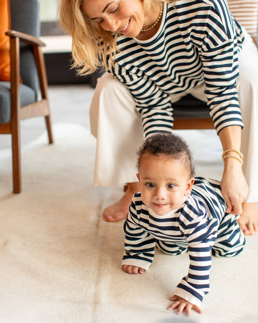 Rebecca Navy & Ecru Striped Top by The Nook