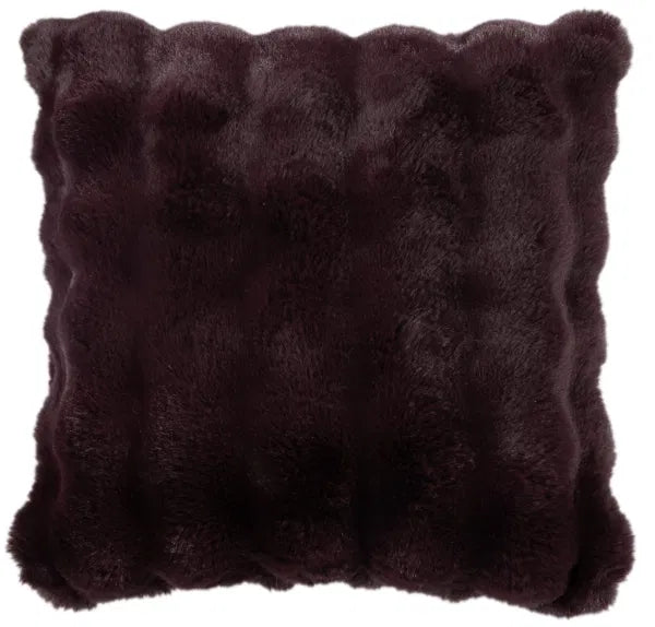 Raffles Extreme Soft Faux Rabbit Textured Cushion in Aubergine by The Nook