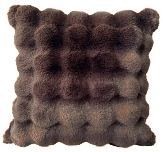 Soft Bubble Faux Rabbit Cushion in Chocolate by The Nook