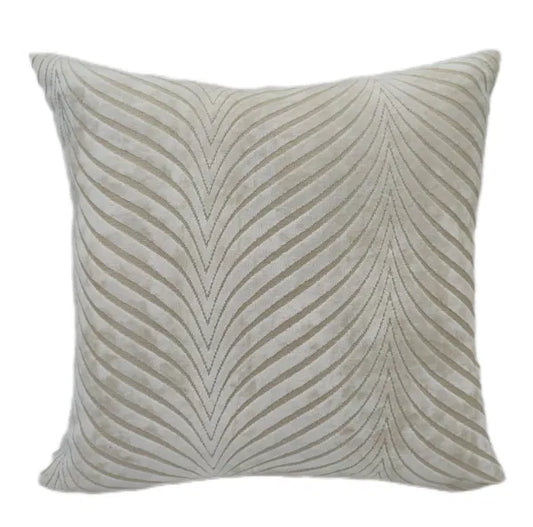 Textured Cut Velvet Fan Design Cushion in Ivory by The Nook