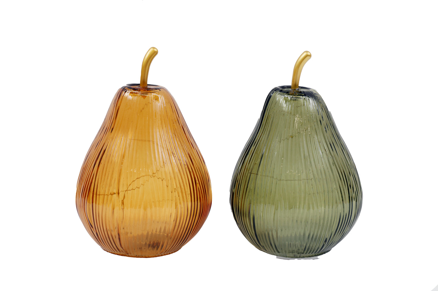LED 18.5cm Ribbed Pear Decoration