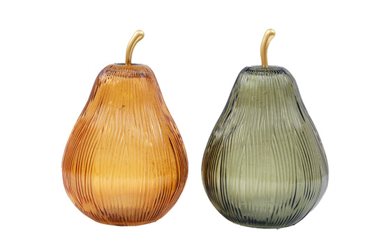 LED 23cm Ribbed Pear Decoration