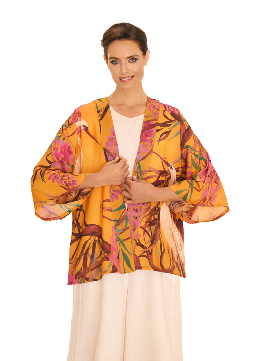 Oriental Crane Design Kimono Short Jacket by The Nook