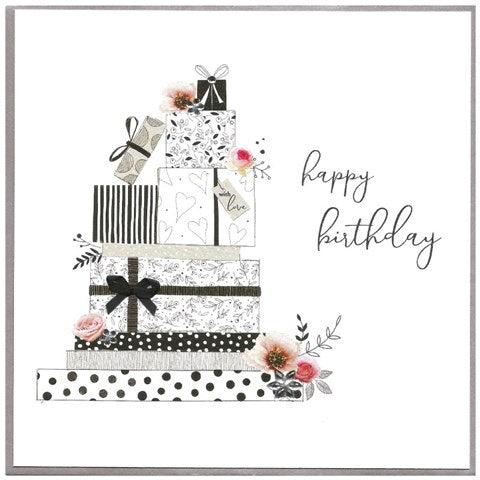 Happy Birthday Present Stack Card by Cinnamon Aitch