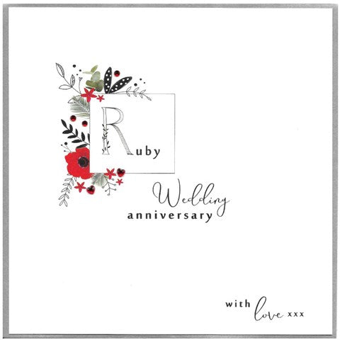Ruby Wedding Anniversary Card by Cinnamon Aitch