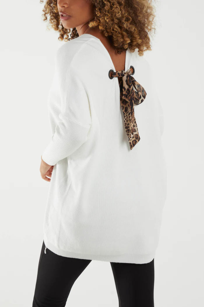 Leopard Bow Back Jumper by The Nook