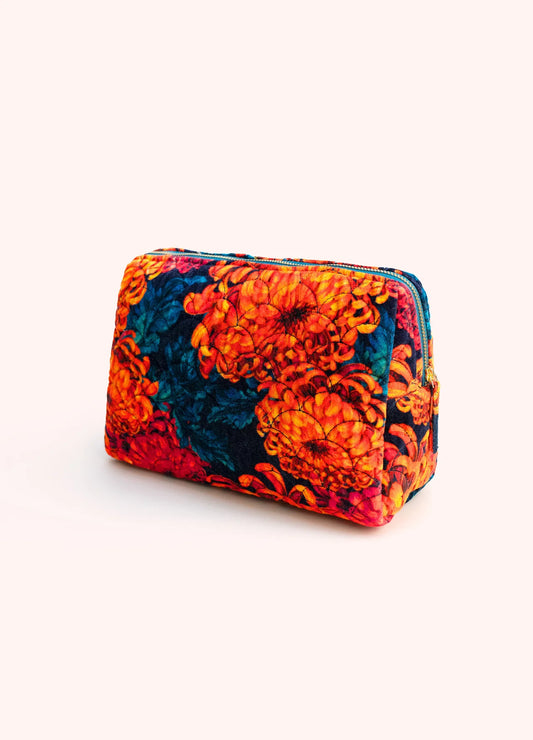 Chrysanthemum Quilted Velvet Washbag by The Nook
