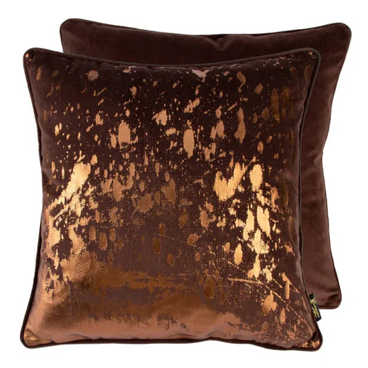 Damnhot Chocolate and Bronze Foil Cushion by The Nook