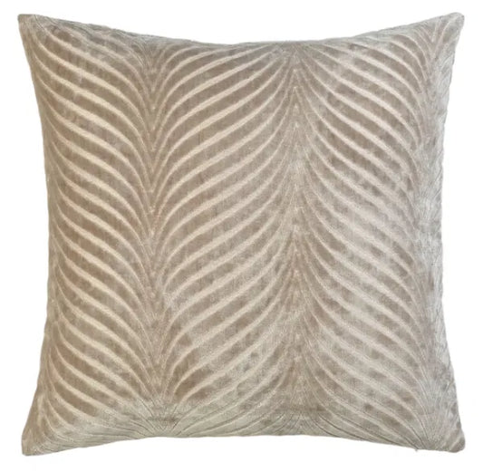 Textured Cut Velvet Fan Design Cushion in Taupe by The Nook
